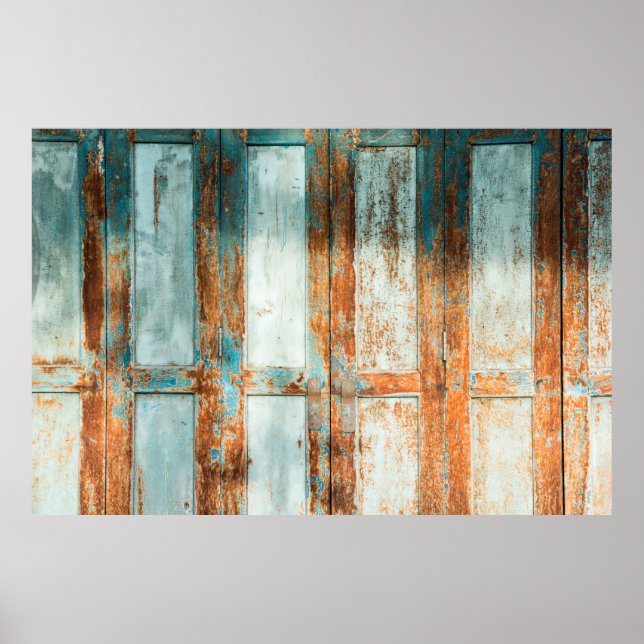 Poster as velhas portas de madeira de fundo, arquitetura (Frente)