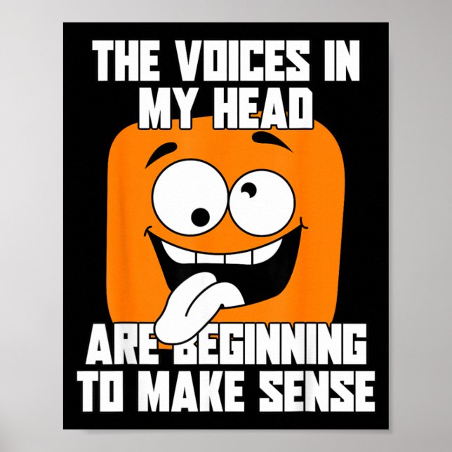 Poster As Vozes Na Cabeça Camiseta Divertida de Humor Cit (Frente)