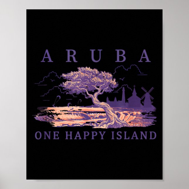 Poster Asa Delta Aruba Divi Tree Windmill Viagem Retro (Frente)