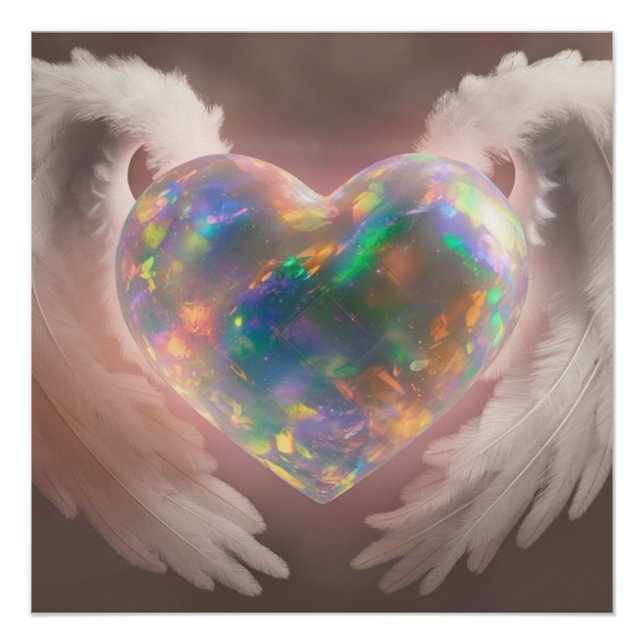 Póster *~* Asas Anjos Flashy Opal Heart Wings AP78 (Frente)