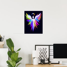 Poster Asas de Anjo de Arte Abstrata com Halo