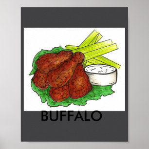 Poster Asas de Frango Buffalo Ny New York Hot Bbq Celery