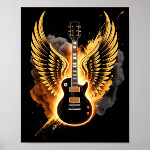 Poster Asas de Guitarra Retro Arte Abstrata Rock And Roll