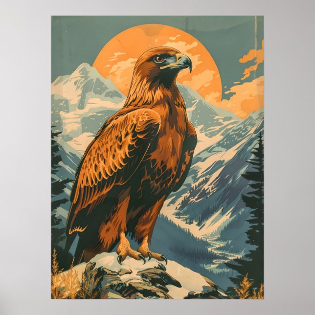 Poster Asas de Majestade: Águia Ouro Vintage (Frente)