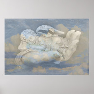 Poster Asas do anjo do bebê que dormem na mão do deus