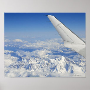 Poster Asas do avião do vôo sobre cumes franceses,