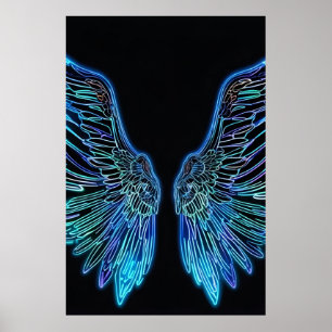 Poster Asas Neon Black and Blue Angle