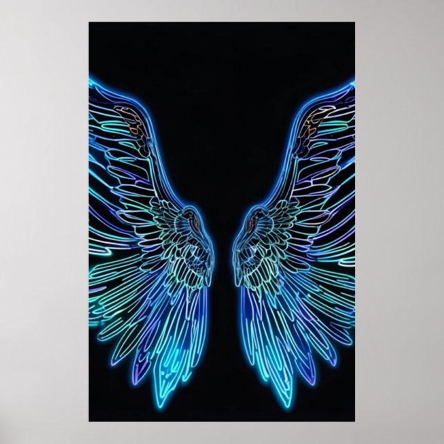 Poster Asas Neon Black and Blue Angle (Frente)