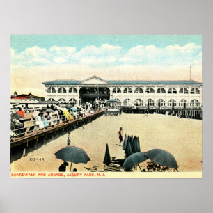 Poster Asbury Park NJ, Boardwalk, Arcade, Vintage