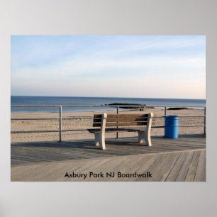 Póster Asbury Park NJ Boardwalk - Bench