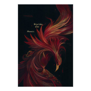 Póster Ascenda Como a Fênix Linha Áurea Arte