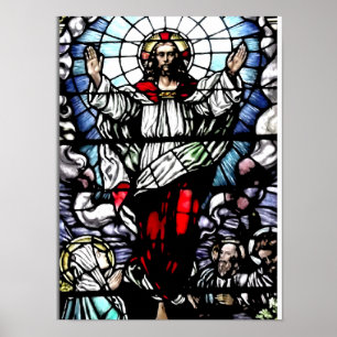 Poster Ascensão da janela de vidro colorido de Jesus