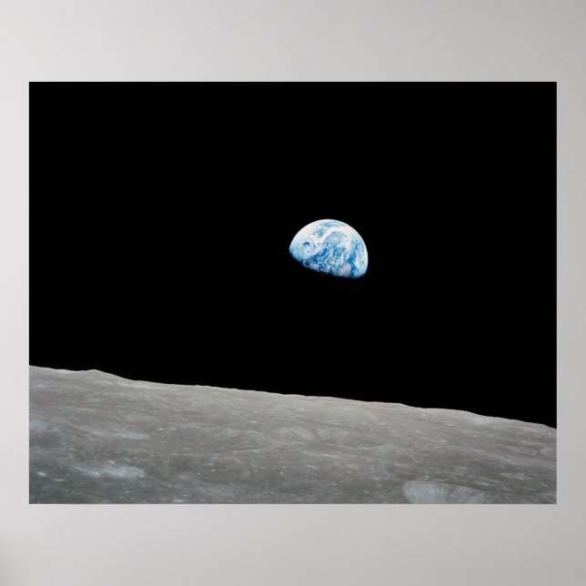 Poster Ascensão Da Terra Acima Do Horizonte Lunar. (Frente)