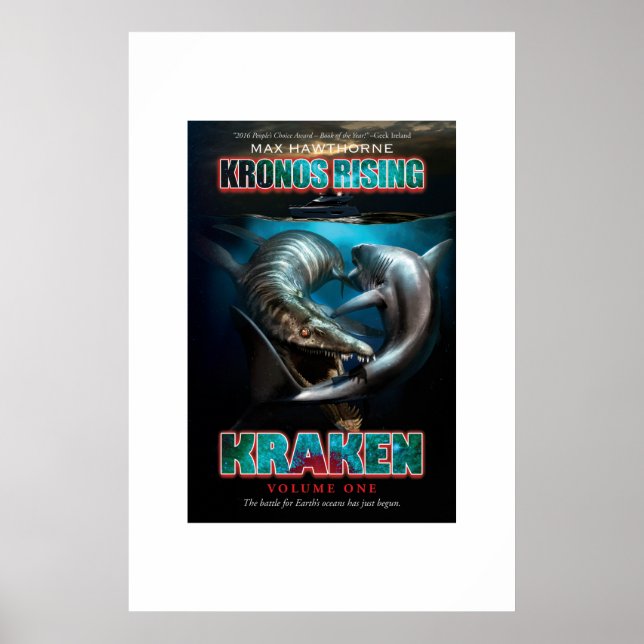Póster Ascensão Kronos: Kraken vol. 1 Pliosaur VS Megalod (Frente)
