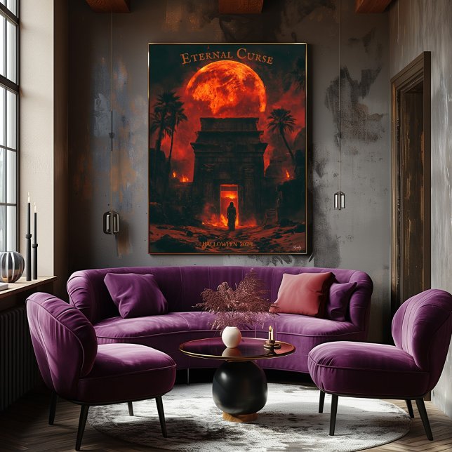 Poster Ascensão Múmia Halloween - Tumba Antiga e Lua Sang (Criador carregado)