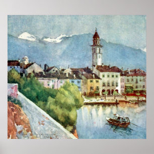 Póster Ascona no lago Maggiore, Suiça 1918. Anon. G