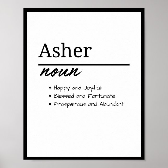 Poster Asher, Definição de Nome Personalizado para Rapaze (Frente)