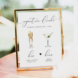 Poster ASHER Elegant Watercolor Cocktail Signature Beber