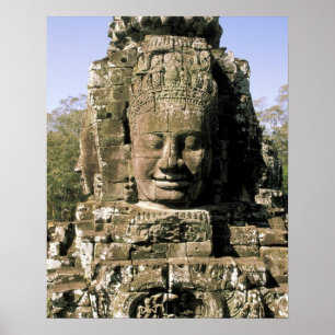 Póster Ásia, Camboja, Siem Reap. Angkor Thom, cabeças d