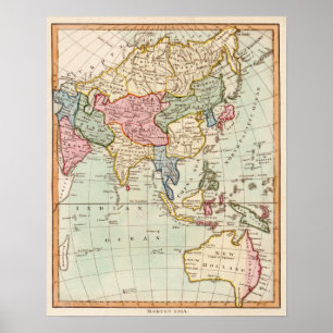 Póster Ásia e mapa de AustraliaPanoramic