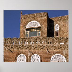 Poster Ásia, Iémen, Sana'a. Detalhe da arquitetura ieme