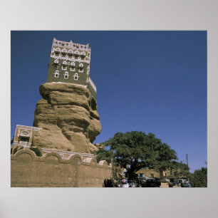 Póster Ásia, Iêmen, Wadi Dhar. Palácio de Rocha, ou Dar A