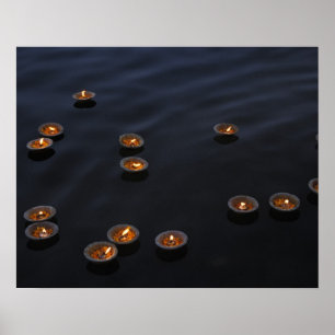 Póster Ásia, Índia, Região de Varanasi. Oferendas no