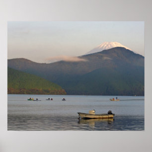 Póster Ásia, Japão, Hakone. Vista da manhã cedo do Mon