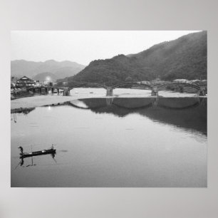 Póster Ásia, Japão, Iwakuni. Pescadores e histórico