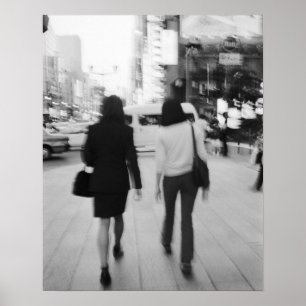 Póster Ásia, Japão, Tóquio. Mulheres jovens na Ginza.