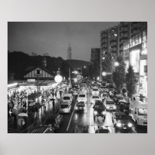 Póster Ásia, Japão, Tóquio. Noite, Estação Harajuku,