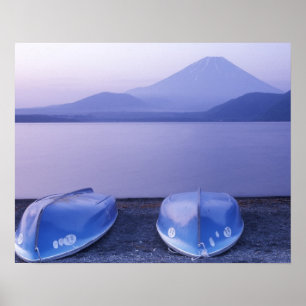 Poster Ásia, Japão, Yamanashi, Barcos a remo no Lago Moto