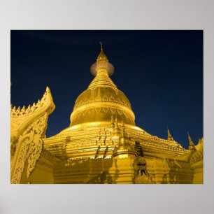 Póster Ásia, Maynmar, Yangon, templo budista em Yangon