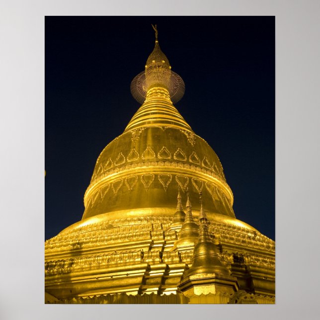Póster Ásia, Mianmar, Rangum, templo budista (Frente)