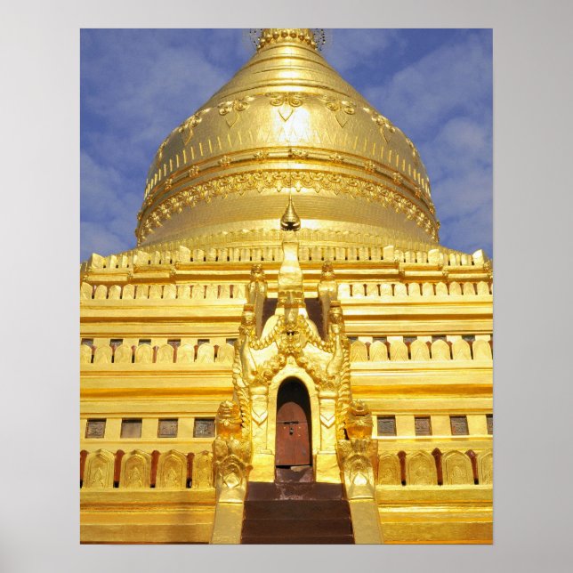 Póster Ásia, Myanmar (Birmânia), Bagan (Pagan). O Shwe (Frente)