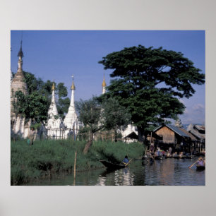 Póster Asia, Myanmar, Inle Lake. The floating market.