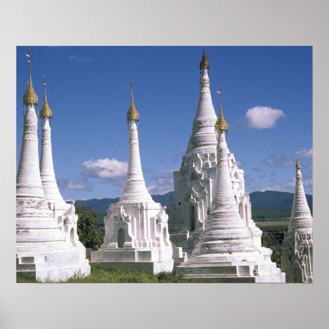 Póster Ásia, Myanmar, Lago Inle. Pagodes. 2 (Frente)