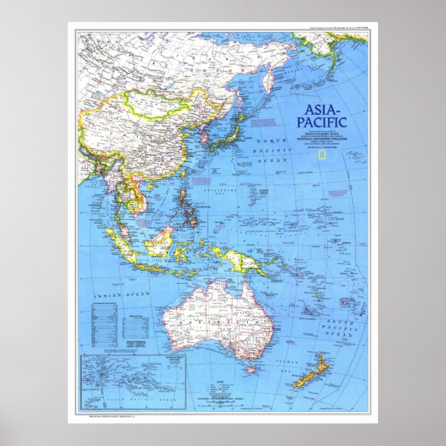 Poster "Ásia-Pacífico-Região: 1989 MAPA pormenorizado ... (Frente)