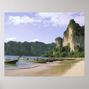 Poster Ásia, Tailândia, Krabi. Praia de West Railay, long