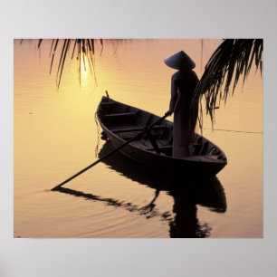 Poster Asia, Vietnam, Mekong Delta, Can Tho. Evening