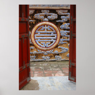 Póster Ásia, Vietname. Muro de ornamentado na Citadel