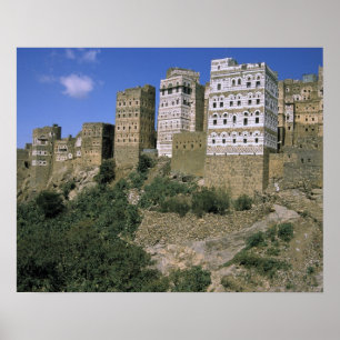 Póster Asia, Yemen, Al Hajjara. Buildings and only
