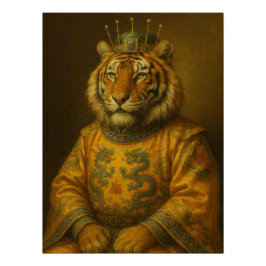 Póster Asian Emperor Tiger Vintage Imperial Portrait