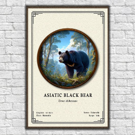 Poster Asiatic Black Bear Zoology Series
