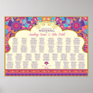 Póster Asiático - Casamento - Henna - Plano de Assentos d