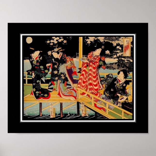 Poster Asiático Vintage Art Utagawa Kunichika Japã (Frente)
