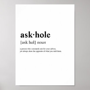Poster Askhole - Significado do dicionário