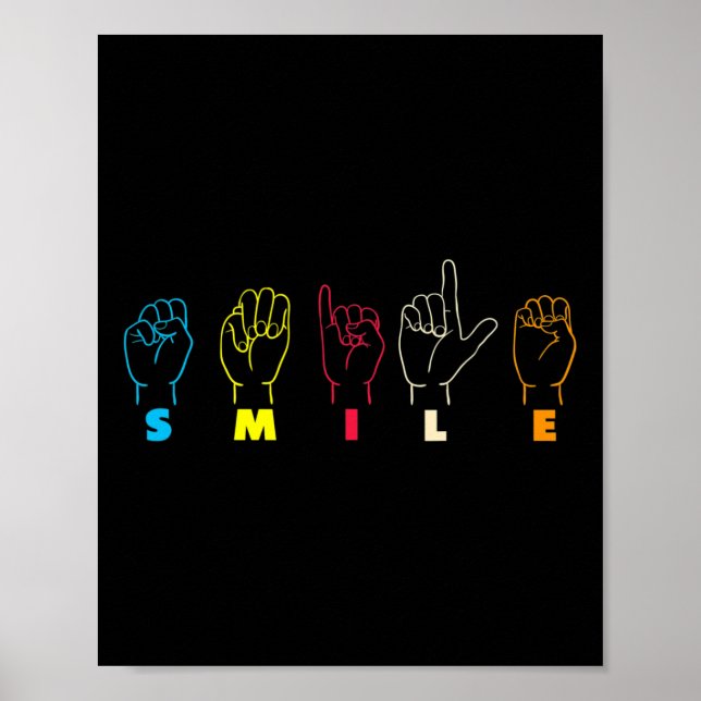Poster Asl Alphabet American Sing Language Asl Professor (Frente)