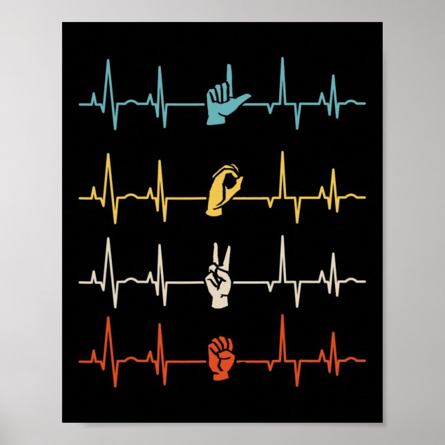 Poster ASL Alphabet American Sing Language Professor ASL  (Frente)