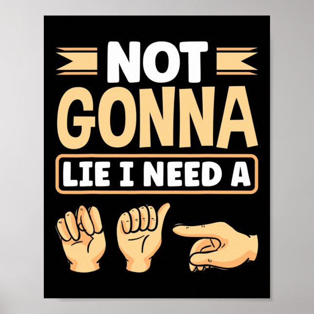 Poster ASL Alphabet American Sing Language Professora ASL (Frente)